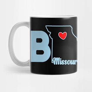 Missouri Born with State Outline of Missouri in the word Born Mug